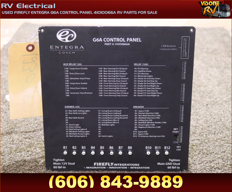RV Accessories USED FIREFLY ENTEGRA G6A CONTROL PANEL 41010066A RV