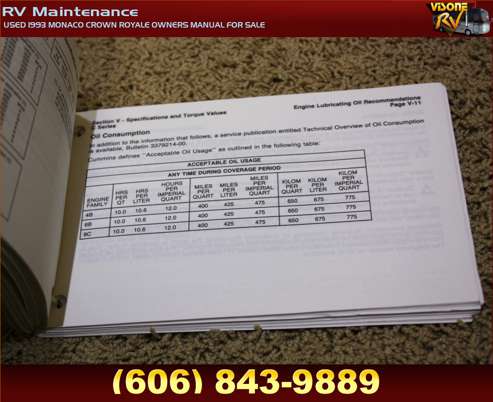 RV Accessories USED 1993 MONACO CROWN ROYALE OWNERS MANUAL FOR SALE RV