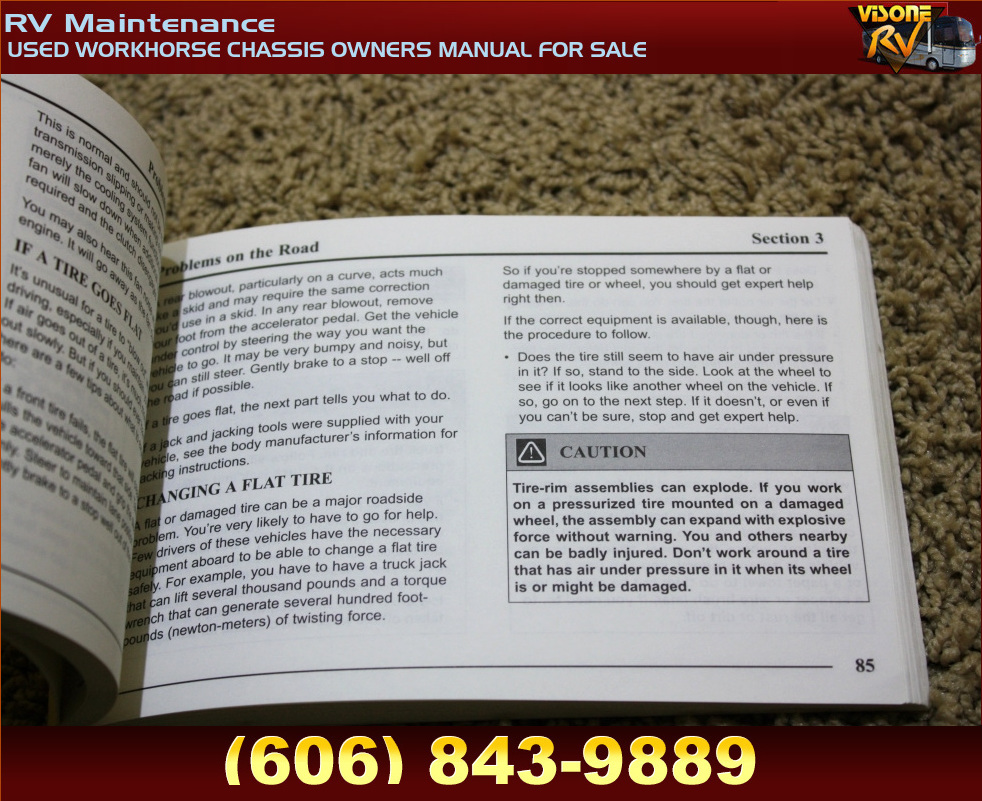 RV Accessories USED WORKHORSE CHASSIS OWNERS MANUAL FOR SALE RV