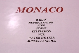 USED MONACO OWNERS MANUAL BINDER FOR SALE