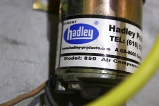 USED RV HADLEY AIR COMPRESSOR MODEL 850 WITH TANK FOR SALE