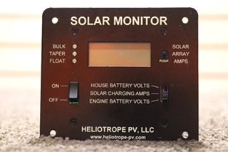 USED MOTORHOME HELIOTROPE RV SOLAR MONITOR PANEL FOR SALE