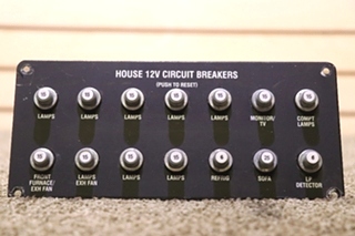 USED HOUSE 12V CIRCUIT BREAKER PANEL MOTORHOME PARTS FOR SALE